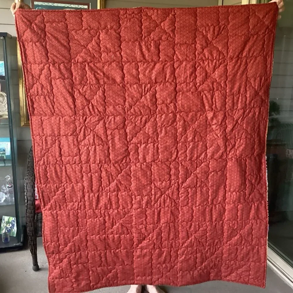 NWT. Hand Crafted Gold Toned Prints with Oriental Influence Quilt